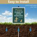 2 Pack 10 x 12" Clean Up After Your Dog Signs with Metal Stakes, Reflective Aluminum Please Pick Up After Your Dog Sign for Yard, No Pooping Dogs Signage, Rust Free UV Protection Weatherproof