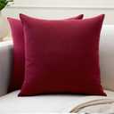 Encasa XO Throw Pillow Covers 16x16 in Set of 2 Rich Maroon | No Inserts | Cotton Pillow Covers for Living Room, Bed, Sofa, Couch | Decorative Cushion Covers with Improved Zipper