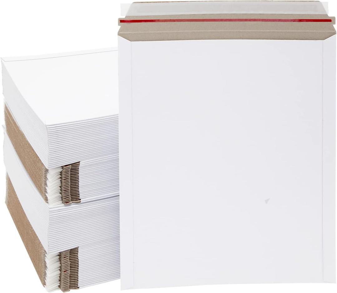 100 Pack Thick Stay Flat Rigid Mailers 12.75x15 with Self Adhesive Seal, 550 GSM Bulk White Cardboard Envelopes for Shipping - Mailing Envelopes - Cardboard Mailers