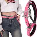 Y2K Aesthetic Colorful Faux Leather Belt, Adjustable Star Decor Dopamine Waist Belt Street Style for Female