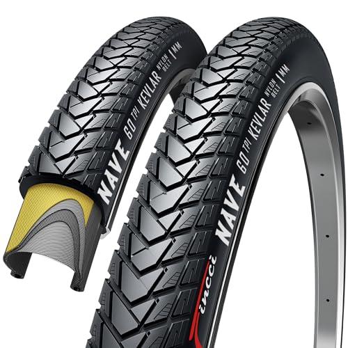 Fincci Pair 700x35c Tire 37-622 Foldable 60 TPI City Commuter Tires with Nylon Protection for Cycle Road Mountain MTB Hybrid Touring Electric Bike Bicycle - Pack of 2X 700 x 35c Tires Nave