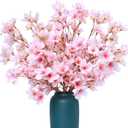 SITUMEIZI 6Pcs Artificial Cherry Blossom Branches Decor Fake Flowers Silk Spring Faux Flowers 16" Peach Bouquet for Home Wedding Bedroom Japanese Decoration DIY Table Centerpiece Arrangement (Pink)