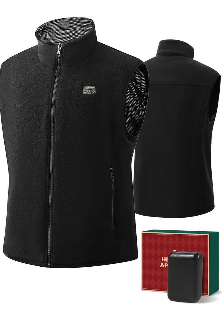 JS LifeStyle Heated Vest Jackets for Men with 16000mAh Power Bank Included, Rechargeable Mens Heated Vest XL