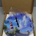 CHGCRAFT Ocean Lighthouse Wall Clock 12 Inch Battery Operated Wall Clock Non Ticking Silent Decorative Clock for Office Bedroom Home Decor