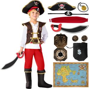 Spooktacular Creations Halloween Pirate Costume Kids, Boys Pirate Costume Set for Toddler Halloween DressUp, Themed Party (Toddler(3-4 yrs), Red)