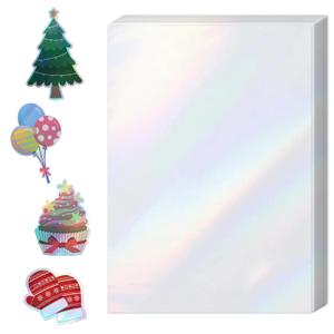 36 Sheets Holographic Sticker Paper,Holographic Laminate Sheets,A4 Size Clear Vinyl Sticker Sheets Self-Adhesive Rainbow Overlay Sheets,11.7 x 8.3 Inches（Laser）