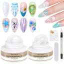 2PCS 3D Gel Nail Art Sculpting Gel, White & Pearl White Solid Builder Gels for Nails Non-Sticky Hand with Dual Form Silicone Pen Hard Gels for Extension Carving Manicure DIY at Home