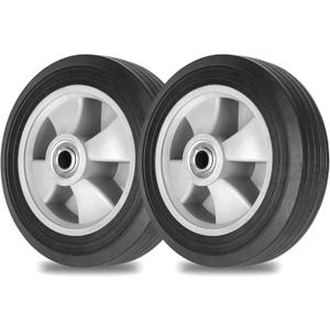AR-PRO 2-Pack 8" x 2" Solid Run-Flat Replacement Tire with 5/8" Axle & 2" Offset Hub for Hand Trucks Wheelbarrows Dollies Trolleys  Heavy-Duty 176 lbs Load