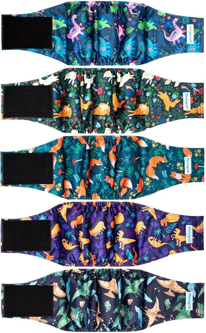 Paw Legend Washable Dogs Diapers Male Dog Belly Bands for Male Dogs Diapers Reusable Puppy & Doggie Diapers Male (5 Pack, X-Large)