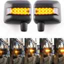 LED Side Mirror with Amber Sequential Turn Signal Lights and White Daytime Running Lights Fit for Jeep Wrangler JK JKU 2007-2018 (1 Pair)