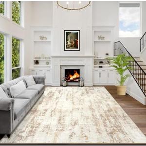 5x7 Area Rugs Washable Rug: Modern Abstract Living Room Rug Soft Anti-Skid Thin Carpet Indoor Floor Non-Shedding Carpets for Bedroom Dining Room Farmhouse Nursery Home Office Beige Grey 