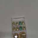 24Pcs St. Patrick's Day Press on Nails Short Square Fake Nails Gold Glitter Full Cover Artificial Glue on Nails Green Shamrock False Nails Nude Nail Supplies Irish Stick on Nails for Women Nails Art