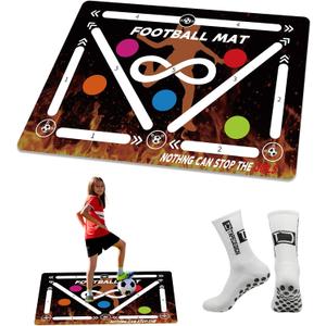 Soccer Training Mat for Indoor Use - Agility Equipment for 4-16, Improve Speed and Coordination - Anti-Slip/Silent Footstep Mat With Video and Dynamic Manuals