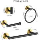 Bathroom Hardware Set 24 Inch, Black Gold Towel Bar Set Including 24" Hand Towel Bars, Toilet Paper Holders, Towel Rings, Robe Towel Hooks