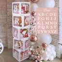 96 PC Bridal Shower Decorations Balloon Boxes White- Transparent Block with BRIDE TO BE + GROOM + A - Z Letters and 40 Balloons- Engagement Bachelorette Parties Weddings Centerpieces Photo Booth Props