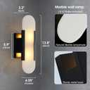 13.8in Alabaster Wall Sconces,Natural Marble Wall LightingAlabaster Wall Lamp for Bedroom Stairs, Living Room, Vanity, Hallway Bedside(Bulb Included)