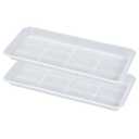VUWEZ 2 Pack of Plastic Plant Tray Saucer Rectangular 16 inch, Plant Trays Saucers for Indoors Outdoor, Plant Water Drip Tray for Flower Pot Planter, Windowsill Plant Tray (7.0 X 16.1'', Clear)