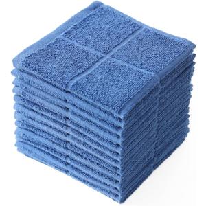 Glynniss Dishcloths Kitchen Highly Absorbent Dish Rags 100% Cotton Dish Cloths for Washing Dishes, Cleaning (Middle Blue, 11x11)