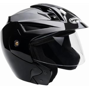 MMG Open Face Motorcycle Helmet, Scooter/Moped/Street, Shiny Black, X-Large