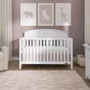 Dream On Me Storybrooke 5-in-1 Convertible Full-Size Baby Crib, GreenGuard Gold & BSA Certified, Convert to Toddler, Day & Full-Size Bed Sustainable Pinewood, 3 Mattress Height Settings - White