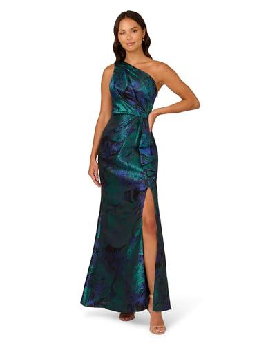 Adrianna Papell Women's Girls Plus Size' One Shoulder Jacquard Gown, Cobalt/Teal, size 20W
