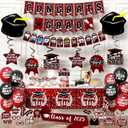 Graduation decorations class of 2025,graduation photo booth props,Balloons of number 2025,Hanging Swirls,tablecloth,cake topper,Sash for men women graduation party decorations (Maroon)