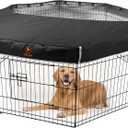 PJYuCien Dog Playpen Mesh Top Cover, Fits 24 Inch 8 Panels Regular Octagon Metal Exercise Pet Pen, Adhesive Tape Connections, Black (Note: Cover Only, Fence Not Included)