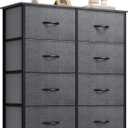 YITAHOME Dresser with 8 Drawers - Fabric Storage Tower, Organizer Unit for Bedroom, Living Room, Hallway, Closets - Sturdy Steel Frame, Wooden Top & Easy Pull Fabric Bins (Charcoal)
