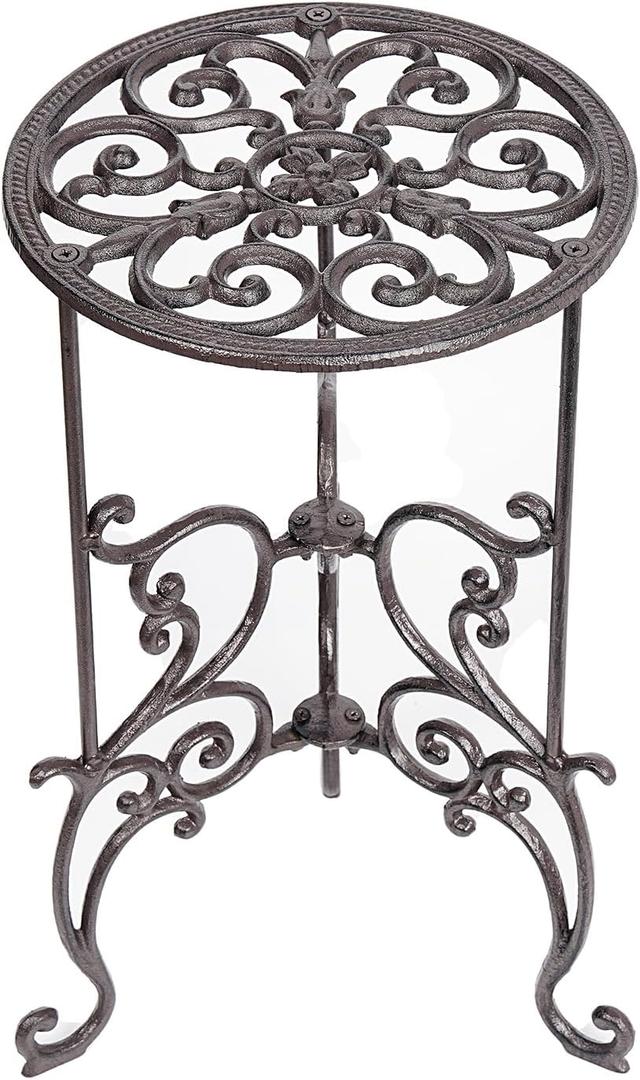 Sungmor Heavy Duty Cast Iron Potted Plant Stand,19.3-Inch 1 Tier Metal Planter Rack,Decorative Flower Pot Holder,Vintage & Rustic Style Indoor Outdoor Garden Pots Container Supports