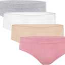 Fruit of the Loom Girls' Stretch Seamless Bikini Briefs, Lilas/Sand/Grey Heather/White, X-Large