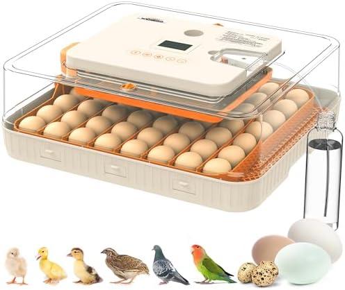Incubator for Hatching Eggs, 56 Eggs Incubator with Automatic Egg Turning, Temperature & Humidity Control, LED Egg Candler, Incubation Days Display, for Chicken, Duck, Goose, Quail, Parrot Bird Eggs
