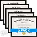 YixangDD 5 Pack Certificate Frames 8.5 x 11, College Diploma Frame with Clear Plexiglass, Black Degree Document Frame for Wall and Tabletop Display