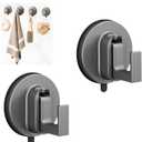 2PCS Suction Cup Hooks, No Drill Wall Mounted Towel Hooks for Bathroom Shower Tile Glass, Strong Hold Adhesive Free Hooks for Towels Robes Wreaths Coats Clothes Organization