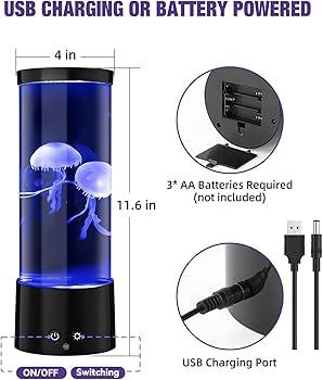 Jellyfish Lamp with 17 Light Effects - Mood Table Lamp Night Light with Remote, Jelly Fish Tank Aquarium for Living Room, Christmas Birthday Gifts for Kids