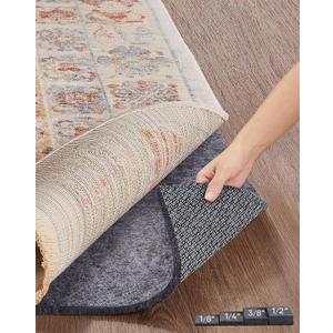 Veken Non Slip Cushioned Rug Pad Gripper, Felt and Silicone Backing, 10 x 14 Ft, 1/4 inch Thick Carpet Liner Protector Mat for Area Rugs and Hardwood Floors, with Over 99 Pcs Anti-Slip Strips Pattern