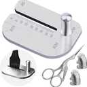 TLKKUE Leather Stitching Punch Aid Plate, Stainless Leather Punch Plate with Sewing Stork Scissor and Thimbles, Leather Punch Aid Plate for Pulling Out Diamond Rimmed Chisels or Nail Irons