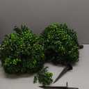 Artificial Boxwood Topiary Ball Trees with Ground Spikes UV Resistant Faux Greenery Shrubs Fake Shrubs for Outdoors, Realistic Faux Plants Bushes for Garden Porch Yard Patio Decor (Green Boxwood)
