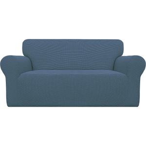 Easy-Going Stretch Loveseat Slipcover 1-Piece Sofa Cover Furniture Protector Couch Soft with Elastic Bottom for Kids Polyester Spandex Jacquard Fabric Small Checks (Loveseat, Bluestone), Size: Medium Loveseat