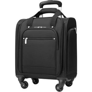 Coolife Underseat Carry On Luggage Softside Lightweight Rolling Travel Bag Spinner Suitcase (Underseat 14-Inch Plus, black)