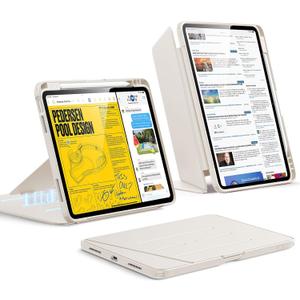 ESR for iPad Air 11 Inch Case M4/M3/M2 (2026/2025/2024), iPad Air 5th/4th Gen Case (2022/2020), Vertical Stand Cover, Multi Stand Angles, Ultra-Stable Cover with Pencil Holder, Flip Series, Starlight