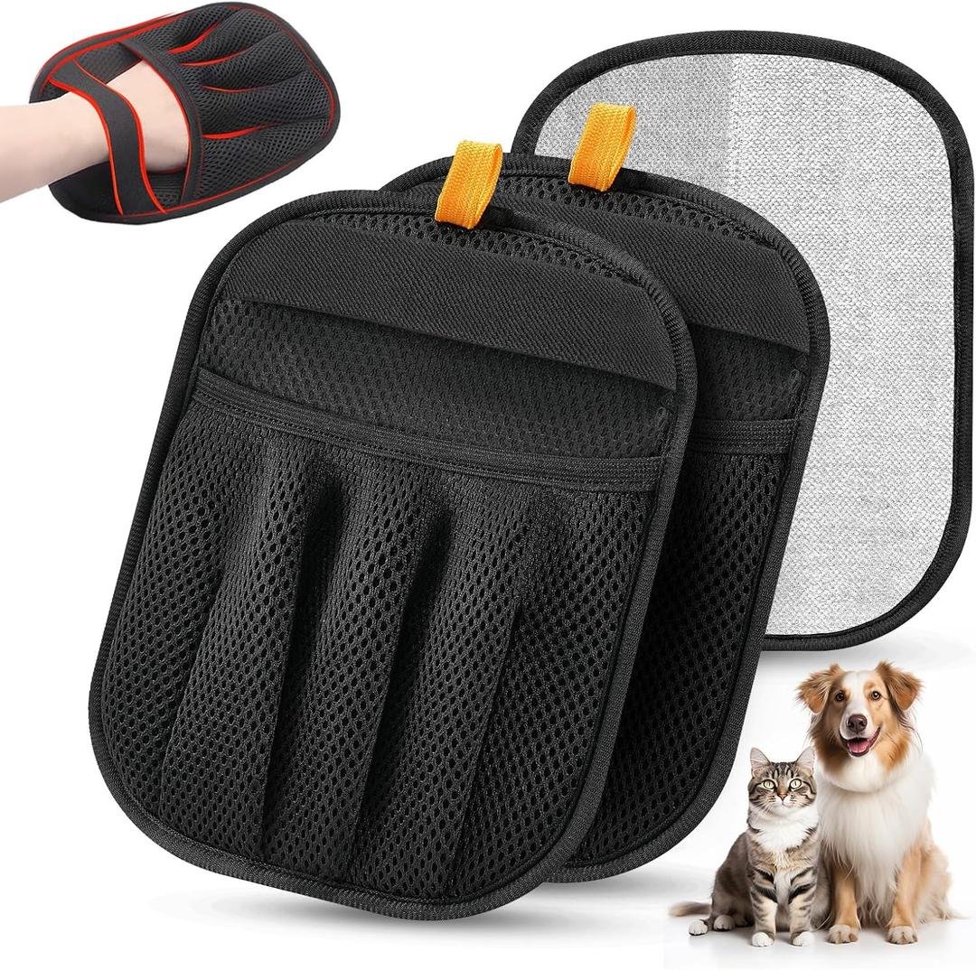 2Pcs Pet Hair Removal Glove for Cats & Dogs, 2025 Newly Upgraded Five-Finger Electrostatic Pet Hair Gloves, Reusable Pet Hair Remover Tool for Laundry, Couch, Carpet, Car Seat
