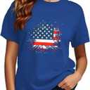 Patriotic Shirt for Women 4th of July Tshirt Red White and Blue Tee Heart Flag Tops (Blue, M)