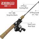 Zebco 33 Cork Reel and Fishing Rod Combo, Graphite Rod with Cork Handle, QuickSet Anti-Reverse Fishing Reel with Bite Alert, 10