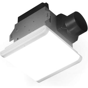 Homewerks 7146-80-MS Bathroom Fan Integrated Dimmable LED Light Humidity Sensor Exhaust Ventilation 1.5 Sones 80 CFM, Smart Motion White