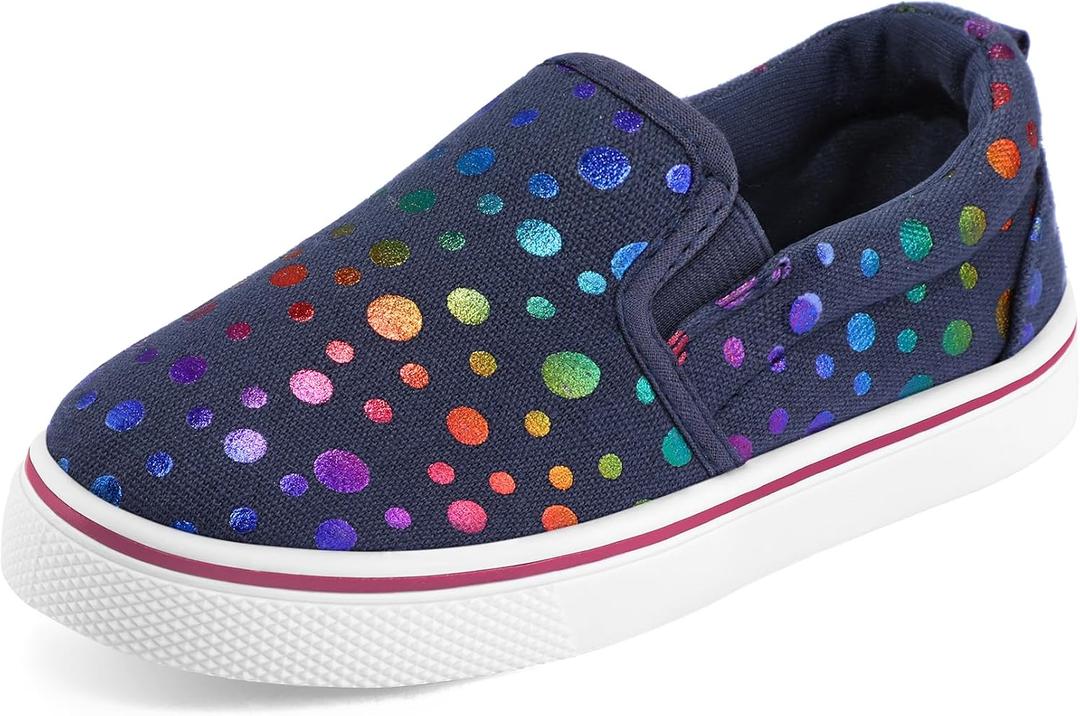 K KomForme Toddler Girls Boys Shoes Little Kids Slip on Canvas Sneakers for Running/Walking (Blue)
