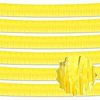 6P Macaroon Yellow Wavy Metallic Foil Fringe Banner Tinsel Banner Backdrop Garland Curtains for Parade Floats Wedding Birthday Parties Decoration Halloween Christmas