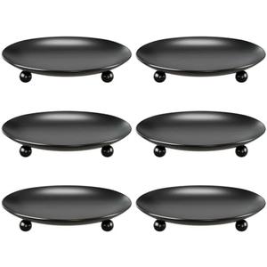 Apsvwys Black Candle Holders for Pillar Candles, Set of 6 Premium Metal Candle Plates Candle Stand for LED or Wax Candles, Decorative Pillar Candle Holder Dish for Table Centerpiece