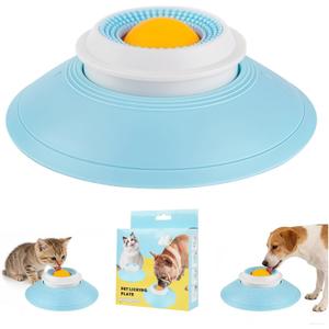 Dog Cat Licks Toys for Liquid Food, Anxieties Relief Slow Feeder Dog Lick Ball Treat Dispenser, Non-Slip Licking Bowl Enrichment Toys to Keep Them (A)