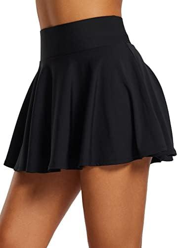 baleaf Women's Tennis Skirts High Waisted Tummy Control Pleated Athletic Golf Skorts Skirts for Running with Pockets, Size: L