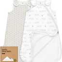 2-Pack Organic Baby Sleep Sacks, 100% Cotton - Soft & Breathable 0.5TOG Baby Wearable Blanket, Toddler Sleeping Sack 0-6 months,Easy to Wear Transitional Swaddles for Newborns,Infants (Bumble Bear, S)